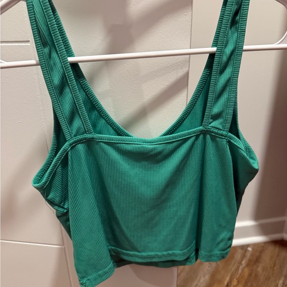 Green Ribbed Crop Tank Top - Picture 3 of 3